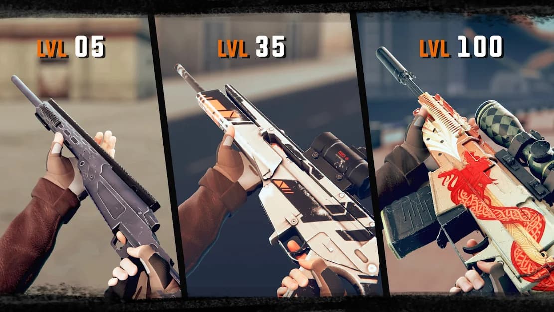 Trải nghiệm các loại súng tại Snipper 3D